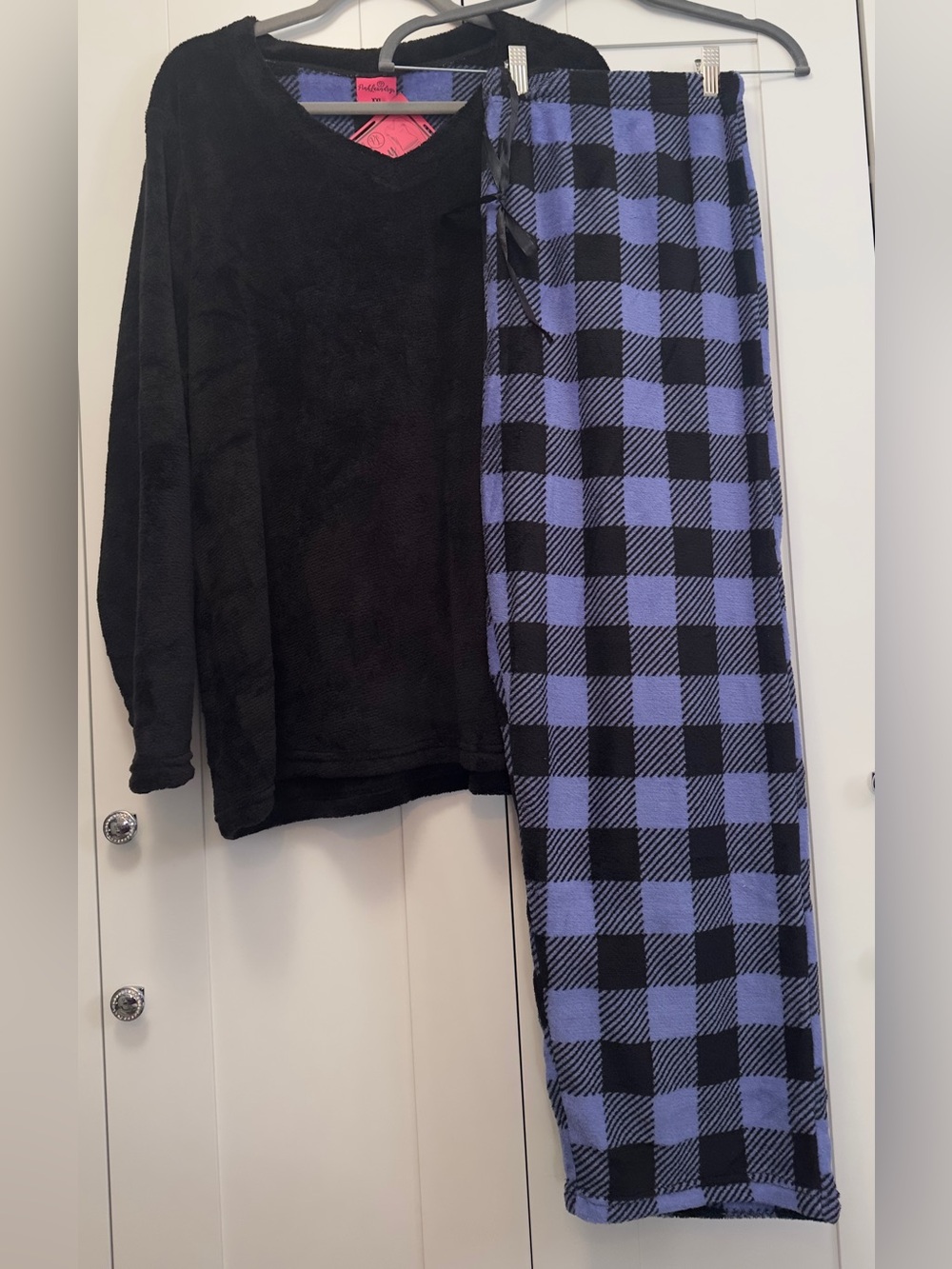 Purple Fleece Checker Print Pajama Set Women’s Sz XXL NEW!